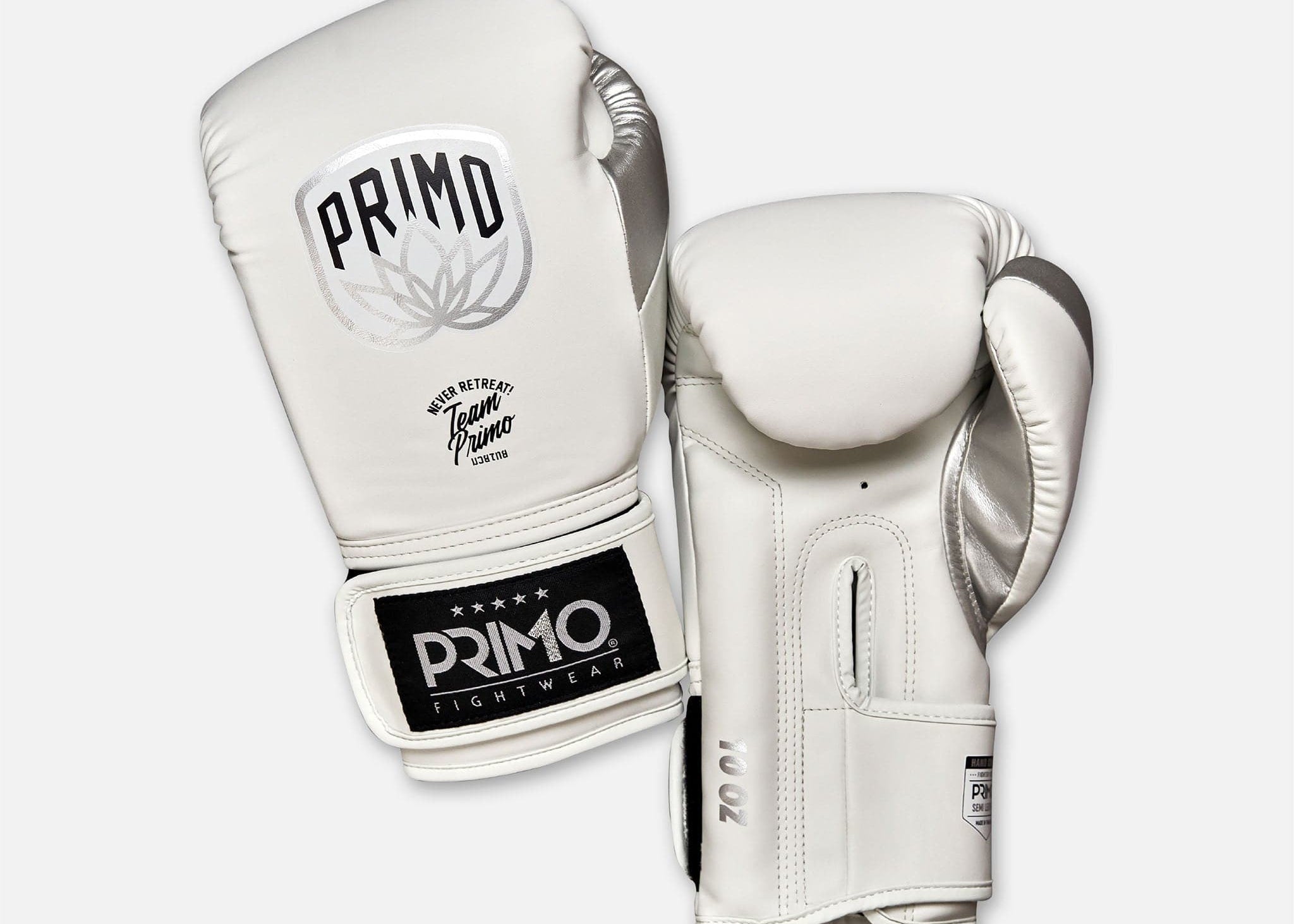 Primo Fight Wear Official Emblem 2.0 Semi Leather Boxing Gloves - White