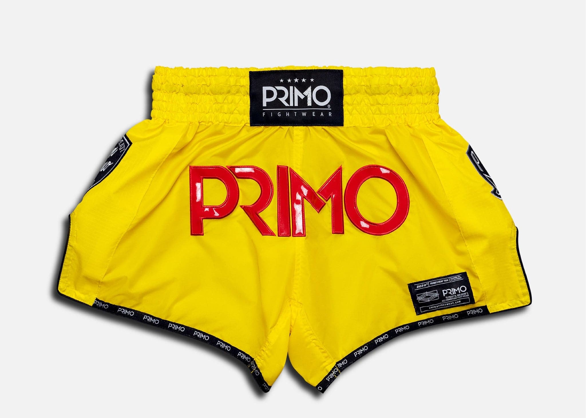 Primo Fight Wear Official Muay Thai Shorts - Super Nylon - Yellow Stadium Classic