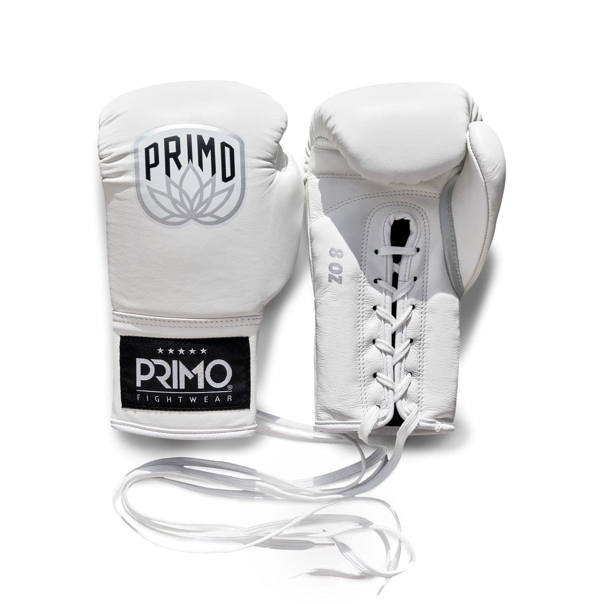 Primo Pro Lace Up Boxing Gloves White Primo Fight Wear Official