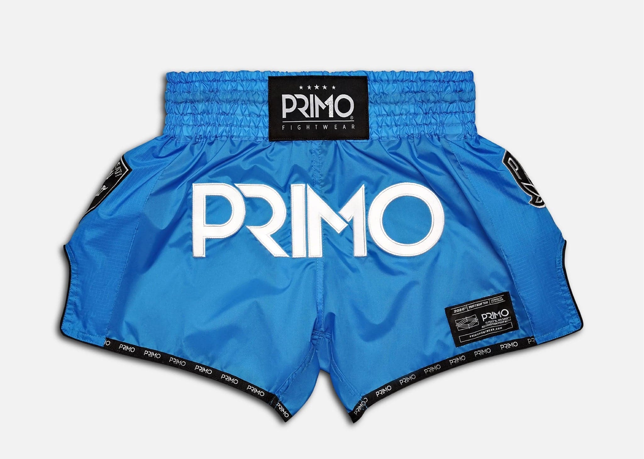 Primo Fight Wear Official Muay Thai Shorts - Super Nylon -  Blue Jay