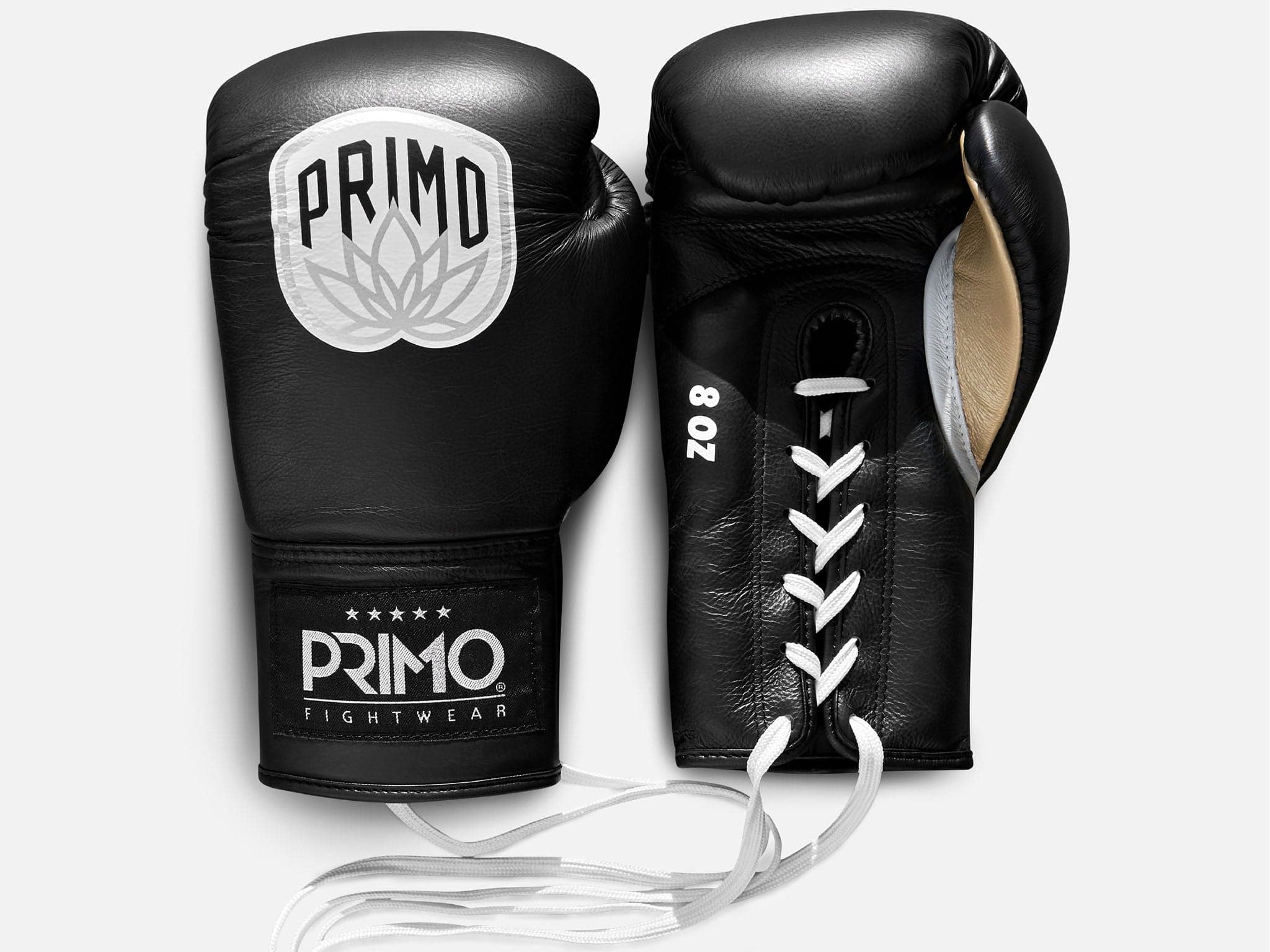 Primo Fight Wear Official Primo Pro Lace Up Boxing Gloves - Onyx Black