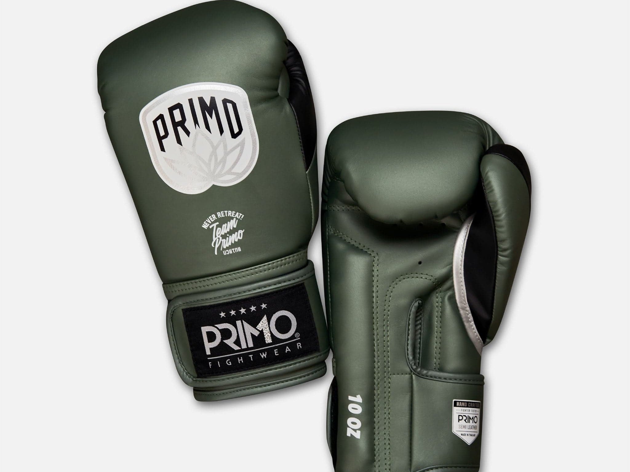 Primo Fight Wear Official Emblem 2.0 Semi Leather Boxing Gloves - Army Green