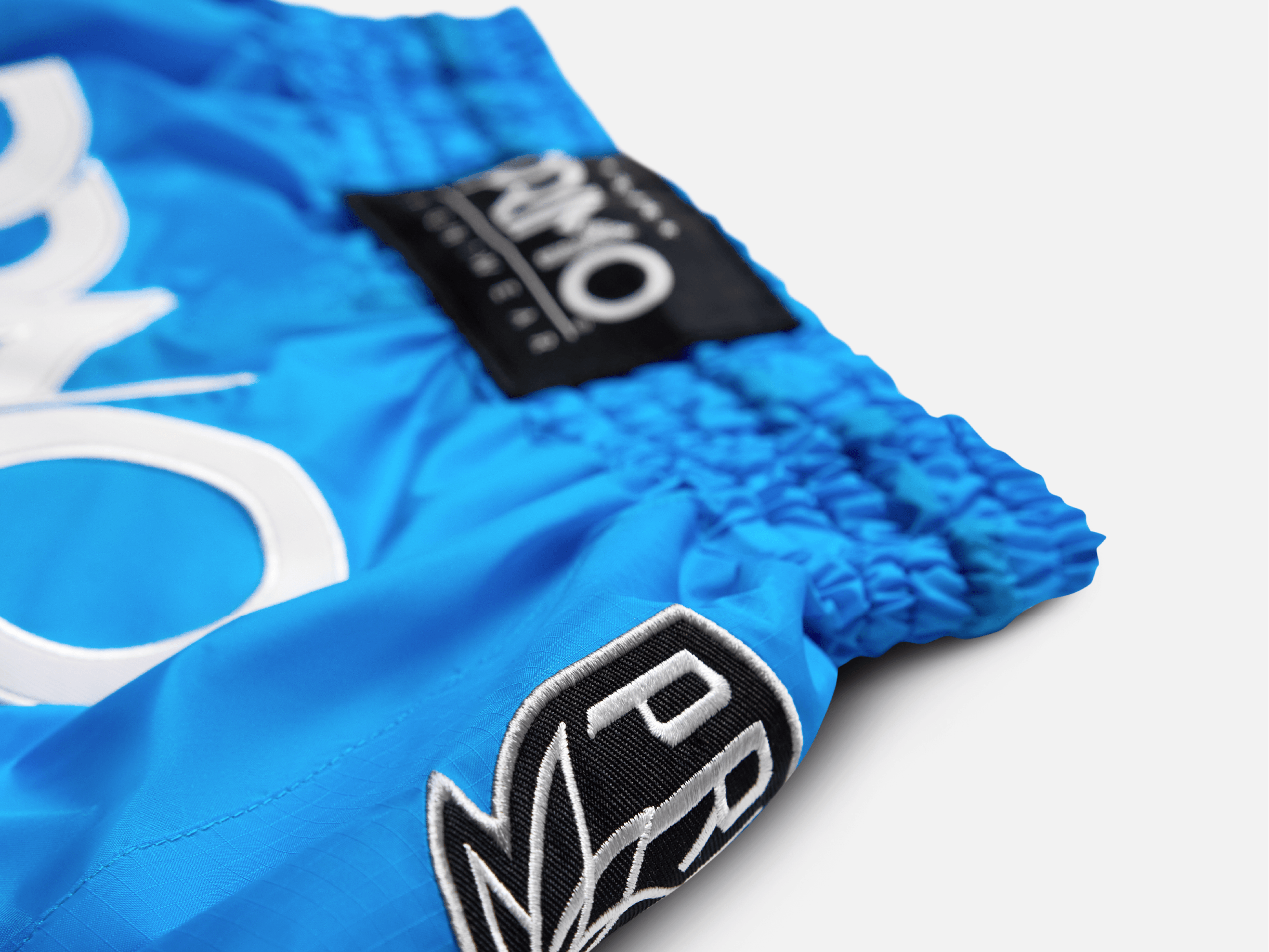 Primo Fight Wear Official Muay Thai Shorts - Super Nylon -  Blue Jay