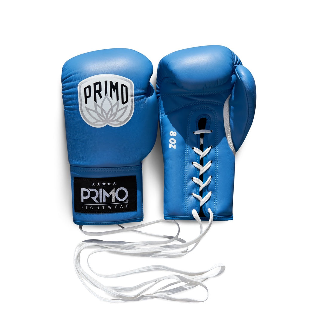 Primo Pro Lace Up Boxing Gloves - Blue