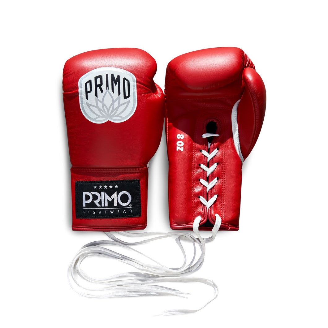 Primo Pro Lace Up Boxing Gloves - Red