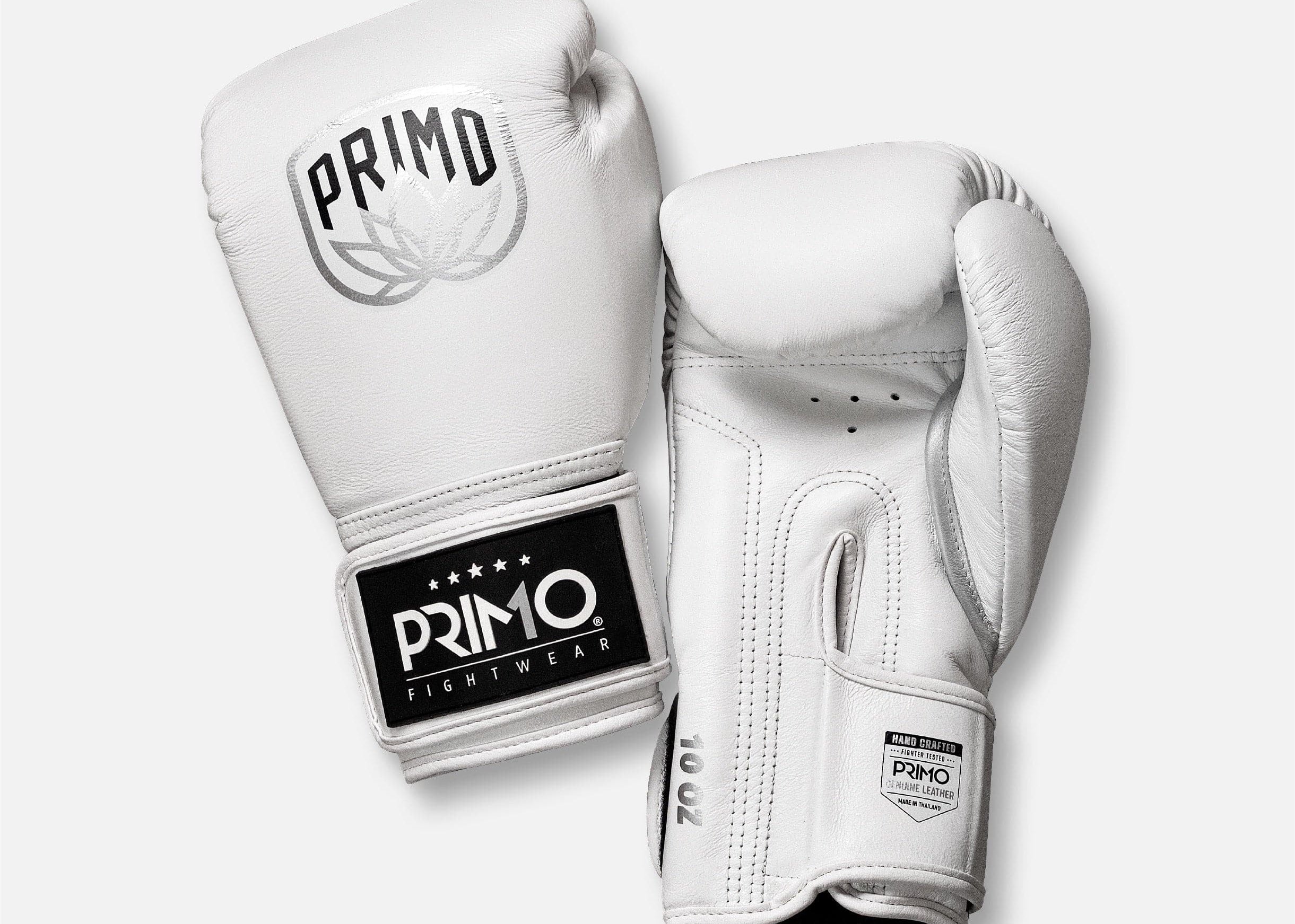 Primo Fight Wear Official Emblem 2.0 Boxing Gloves - White Seraph