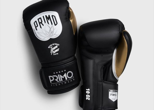 Primo Fight Wear Official Emblem 2.0 Semi Leather Boxing Gloves - Black/Gold