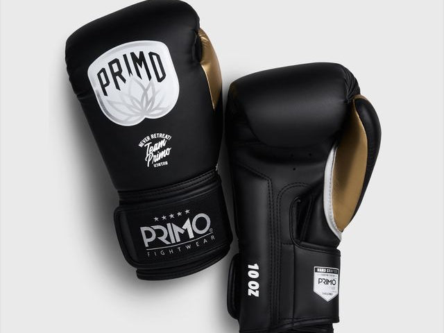 Primo Fight Wear Official Emblem 2.0 Semi Leather Boxing Gloves - Black/Gold