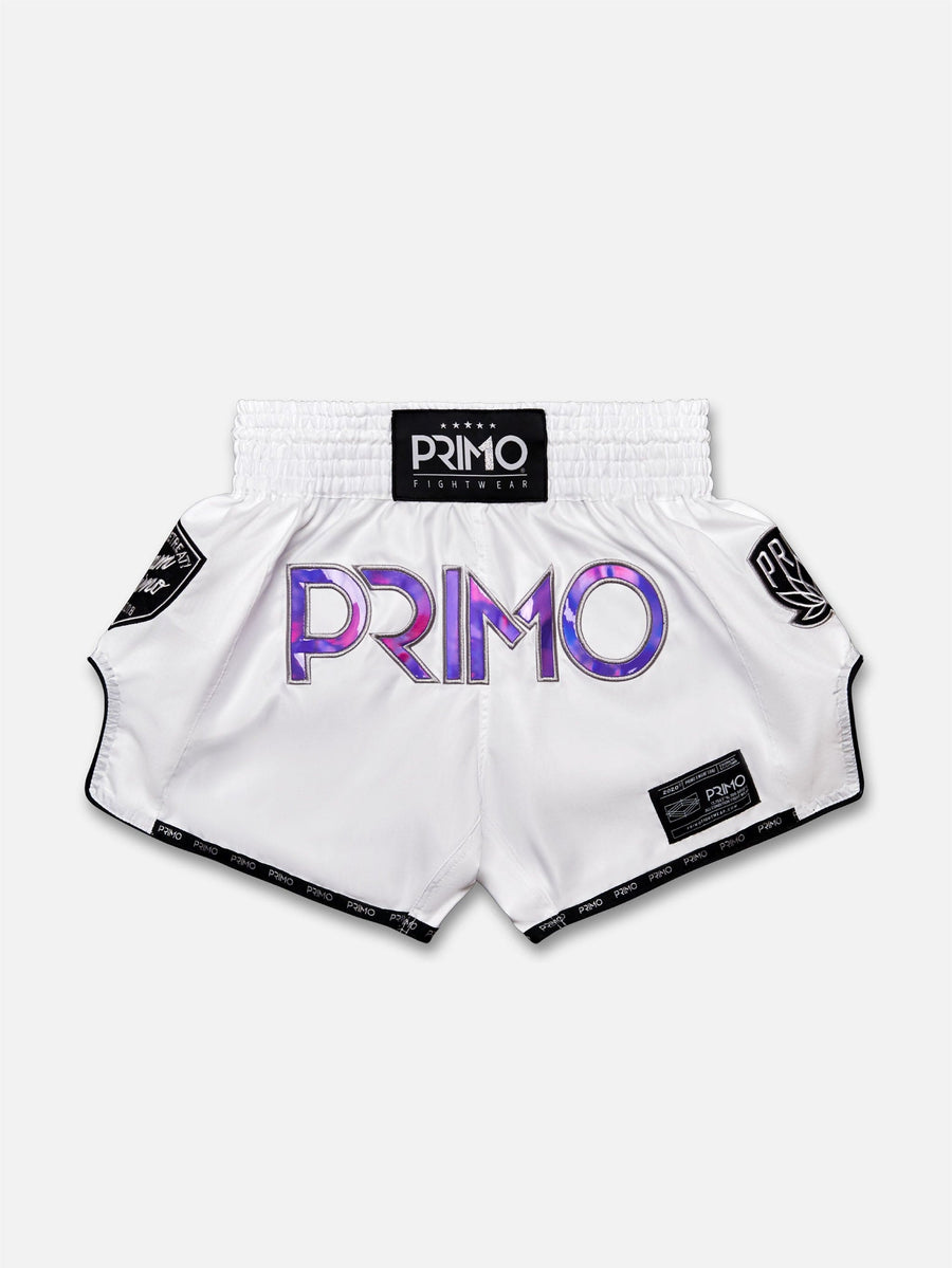 Holographic Purple Print Pattern Muay Thai Boxing Shorts