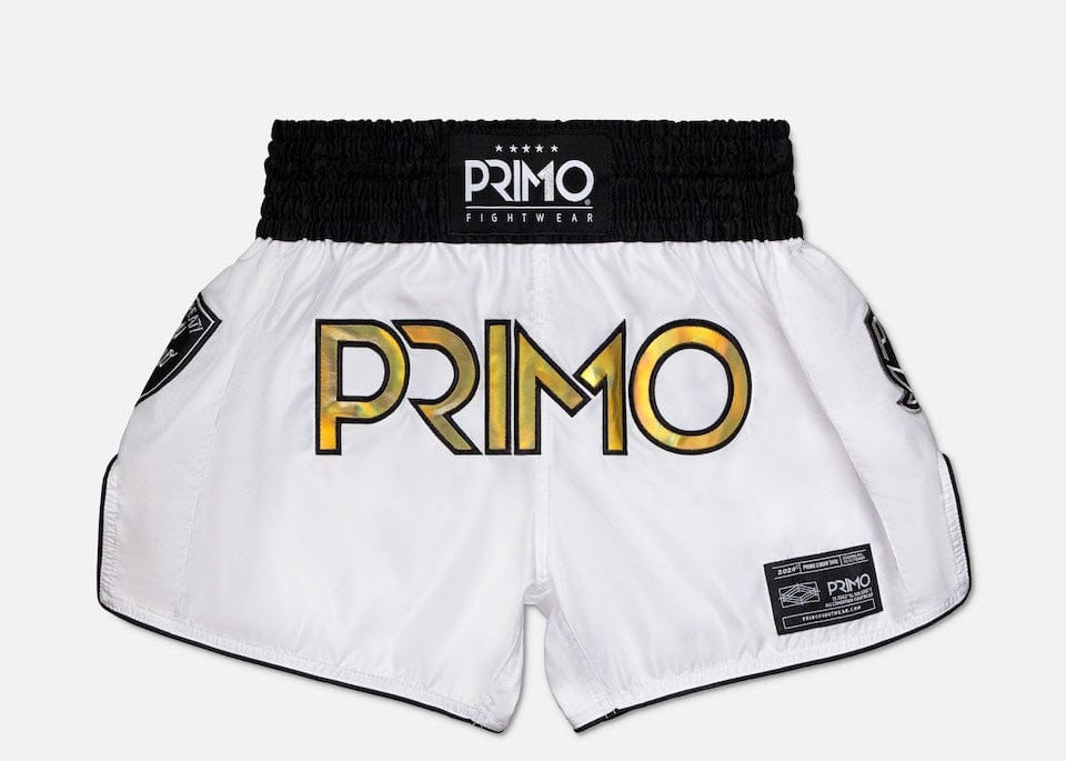 Primo Fight Wear Official Muay Thai Shorts - Special Edition -  Melrose OG - White Gold